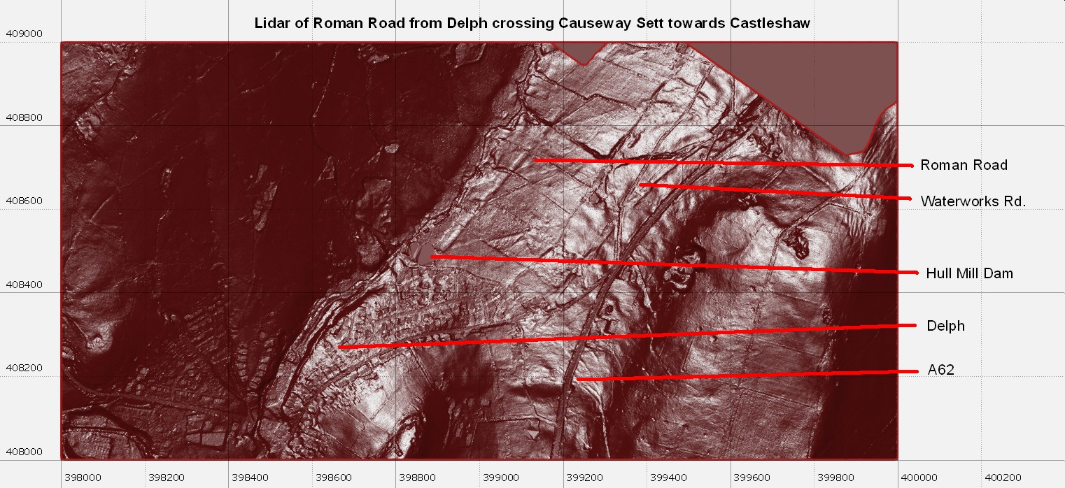 Causeway Sett Lidar image of Roman Road